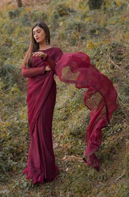 Maroon Shiffon saree