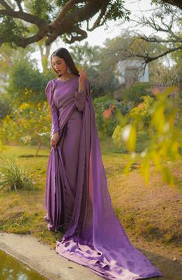 Purple silk saree