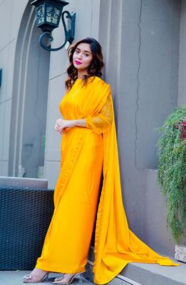 Yellow silk saree